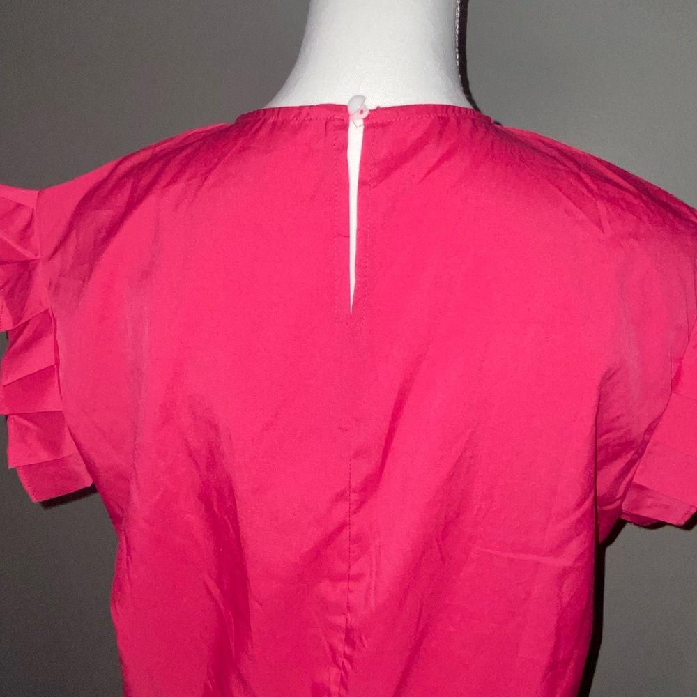 Chic Pink Ruffle Sleeve Blouse - Picture 3 of 6
